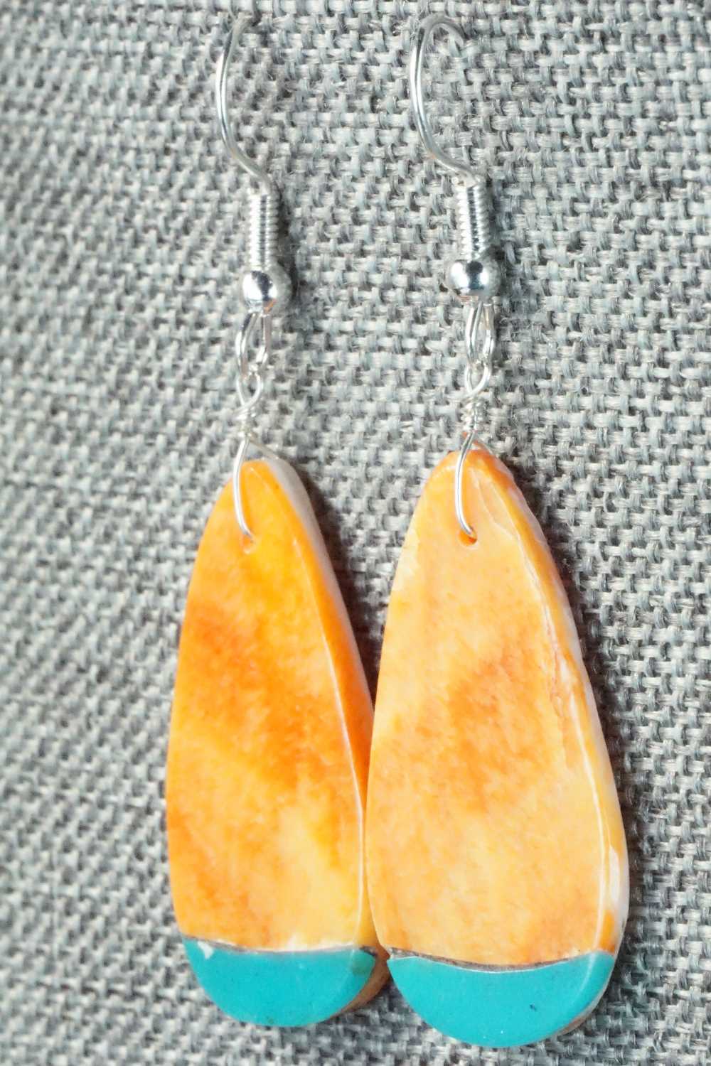 Spiny Oyster, Turquoise & Sterling Silver Earrings - Santo Domingo