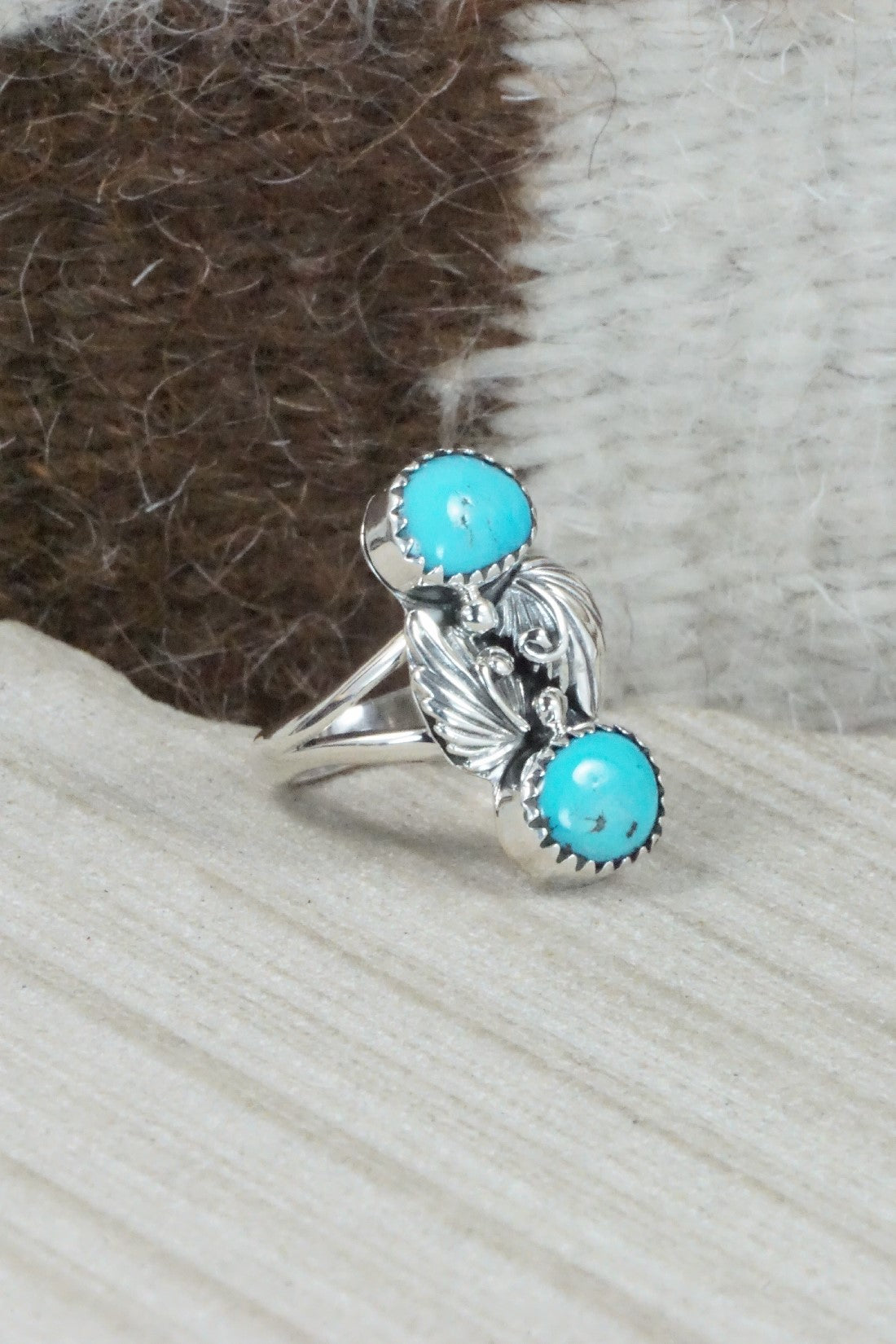 Turquoise & Sterling Silver Ring - William Begay - Size 5.5
