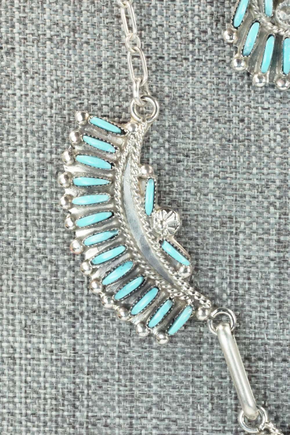 Turquoise & Sterling Silver Necklace and Earrings Set - Eva Wyaco