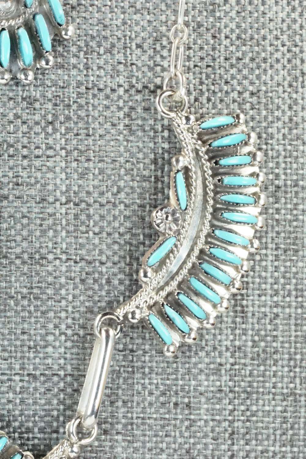Turquoise & Sterling Silver Necklace and Earrings Set - Eva Wyaco