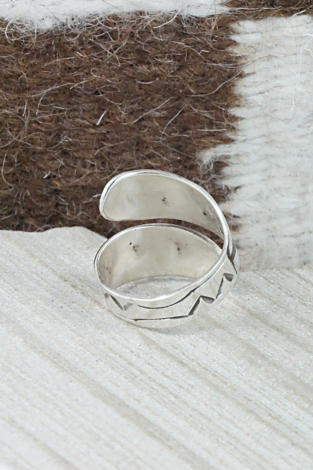 Turquoise, Coral & Sterling Silver Ring - Jolene Yazzie - Size 6.5