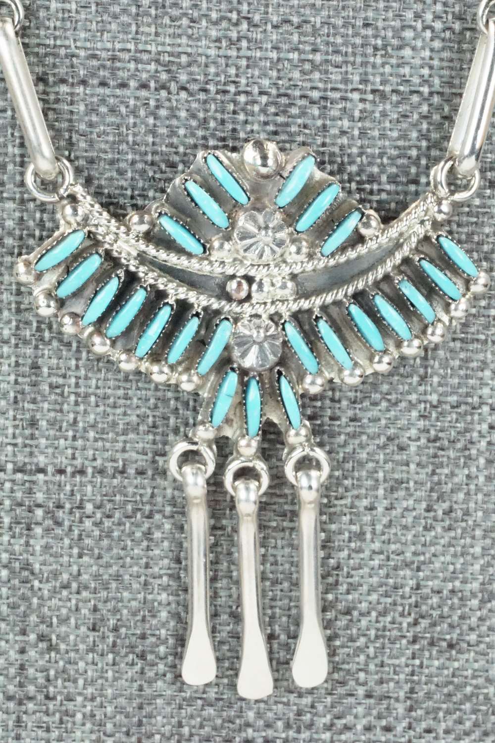 Turquoise & Sterling Silver Necklace and Earrings Set - Eva Wyaco