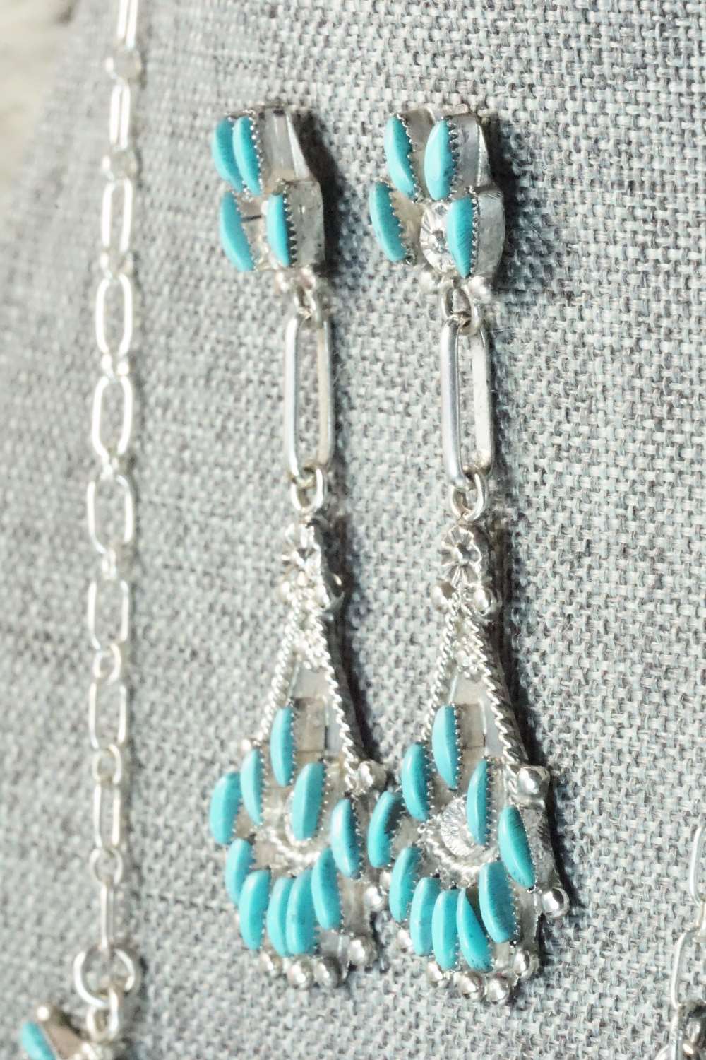 Turquoise & Sterling Silver Necklace and Earrings Set - Eva Wyaco