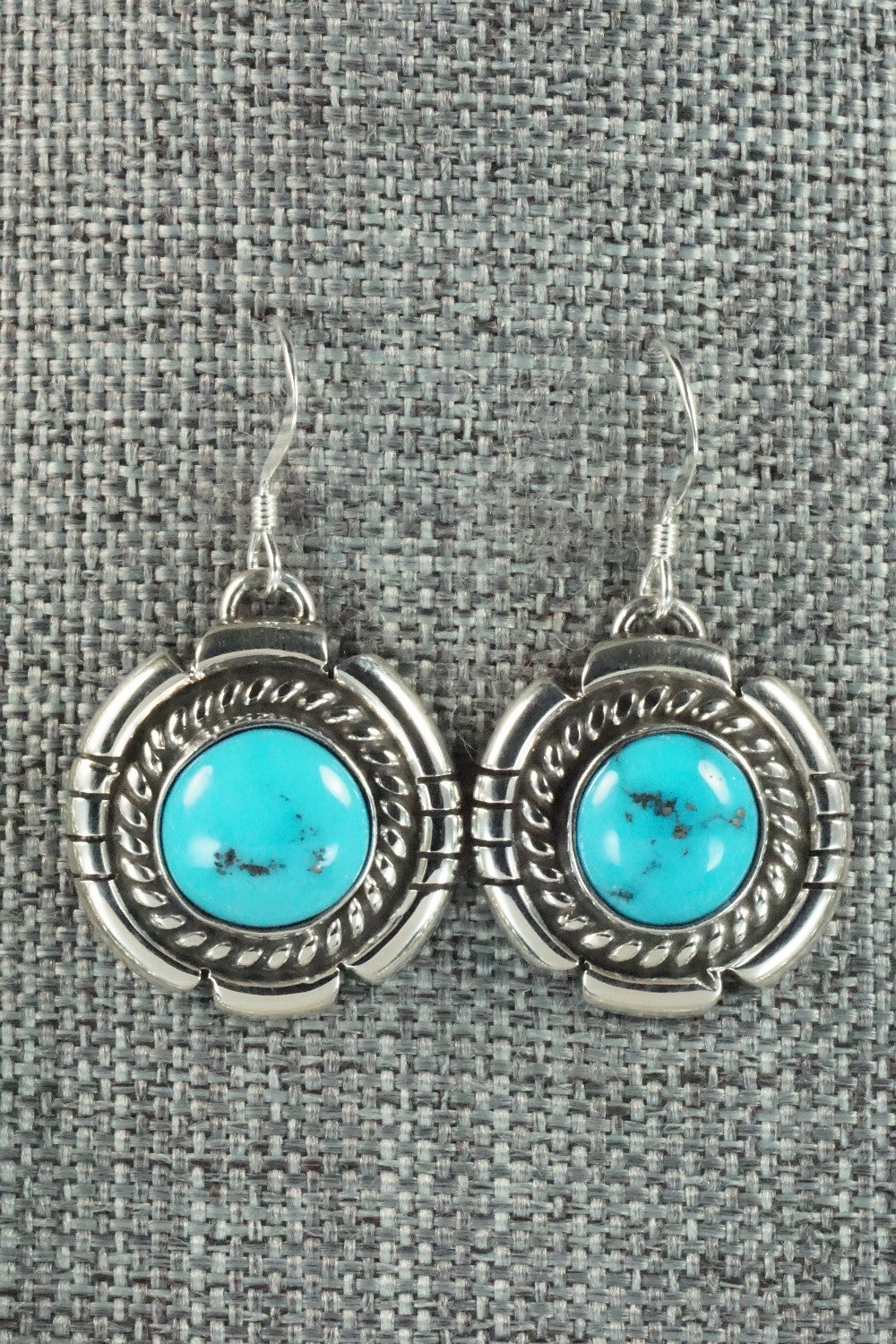 Turquoise & Sterling Silver Squash Blossom and Earrings - Vernon Johnson