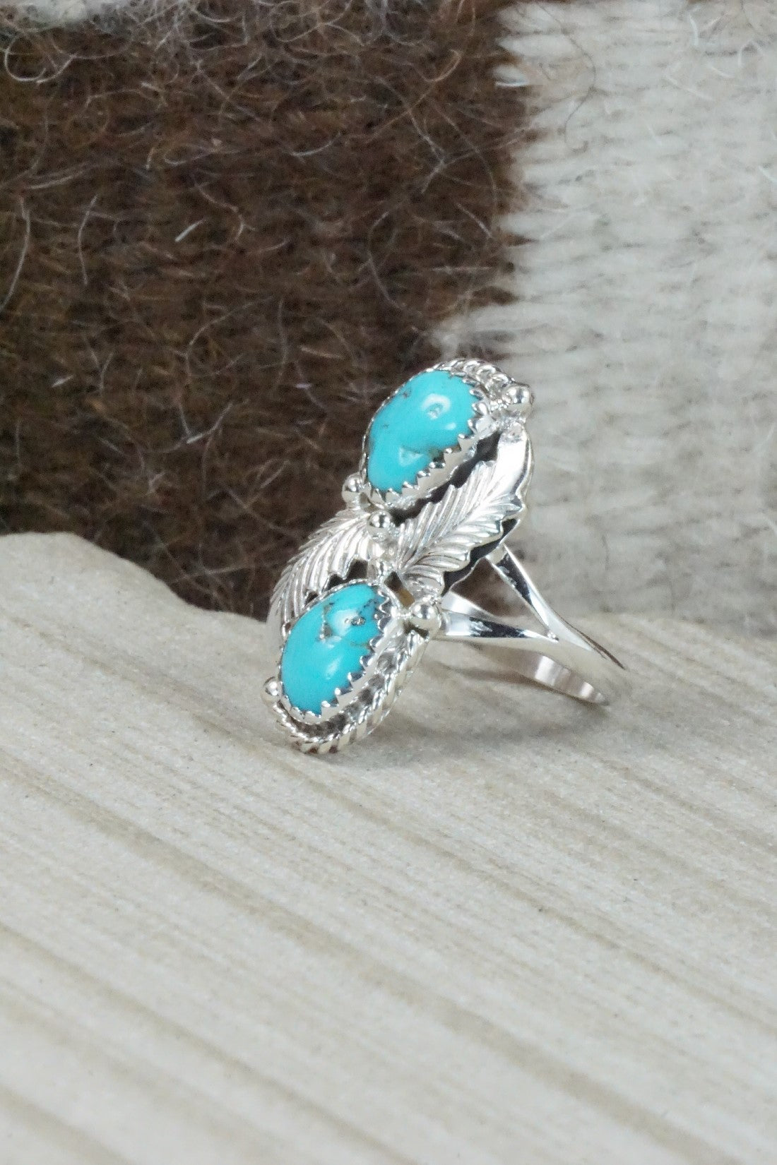 Turquoise & Sterling Silver Ring - William Begay - Size 6.5