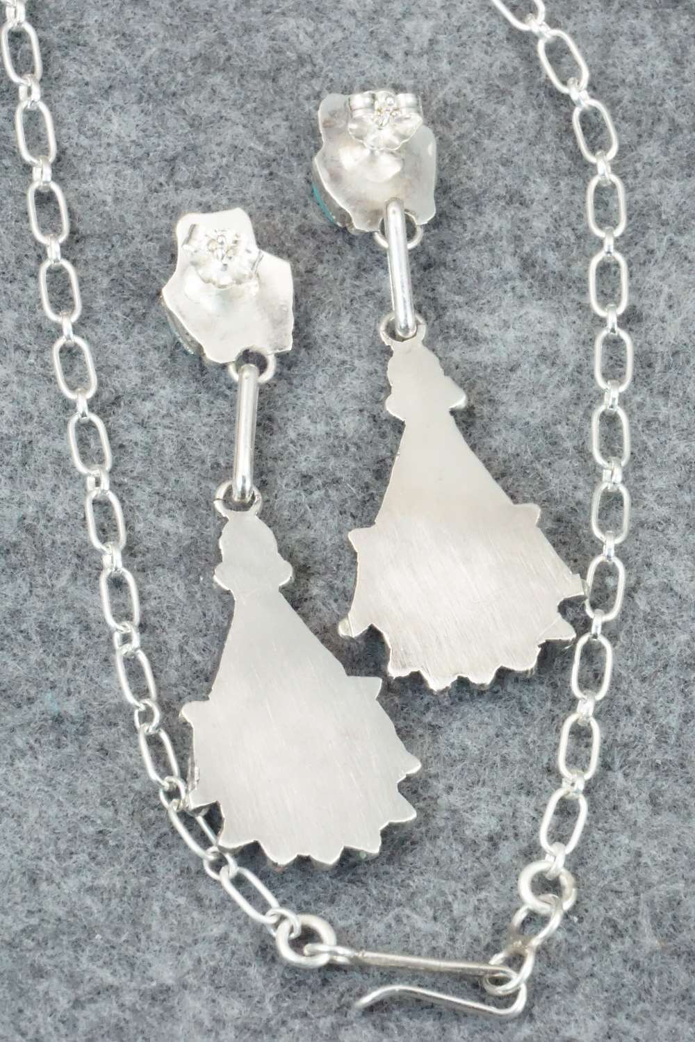 Turquoise & Sterling Silver Necklace and Earrings Set - Eva Wyaco