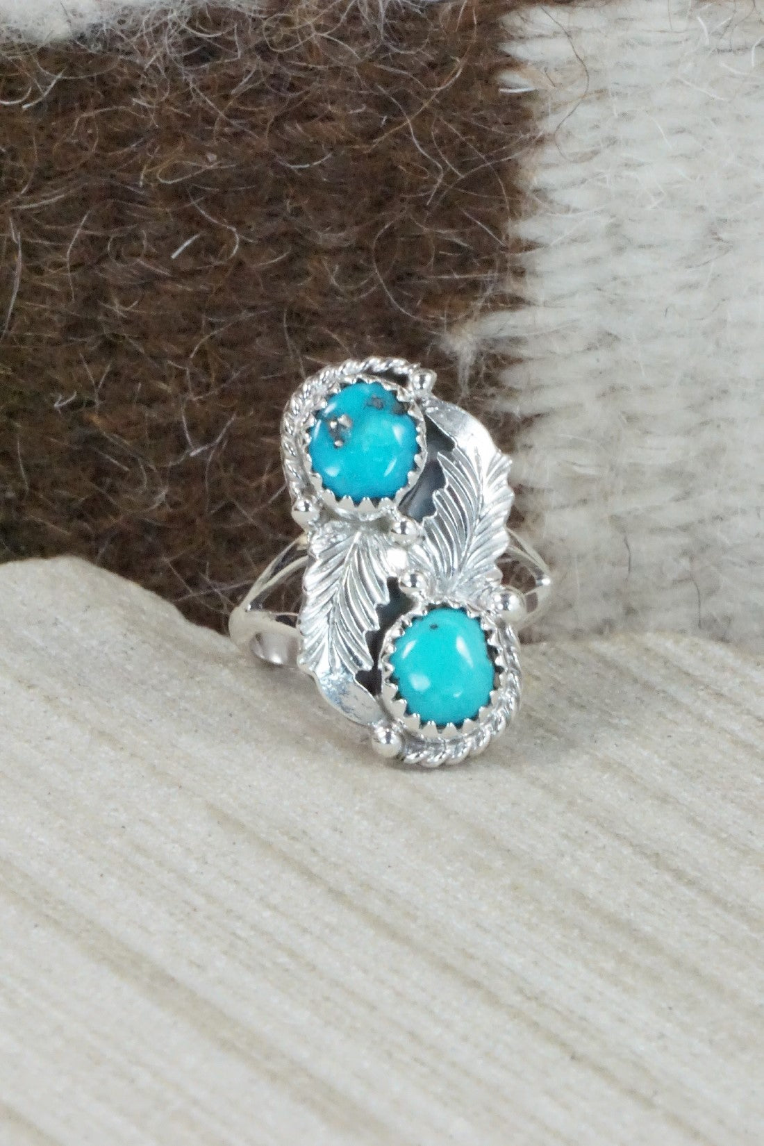 Turquoise & Sterling Silver Ring - William Begay - Size 6.5