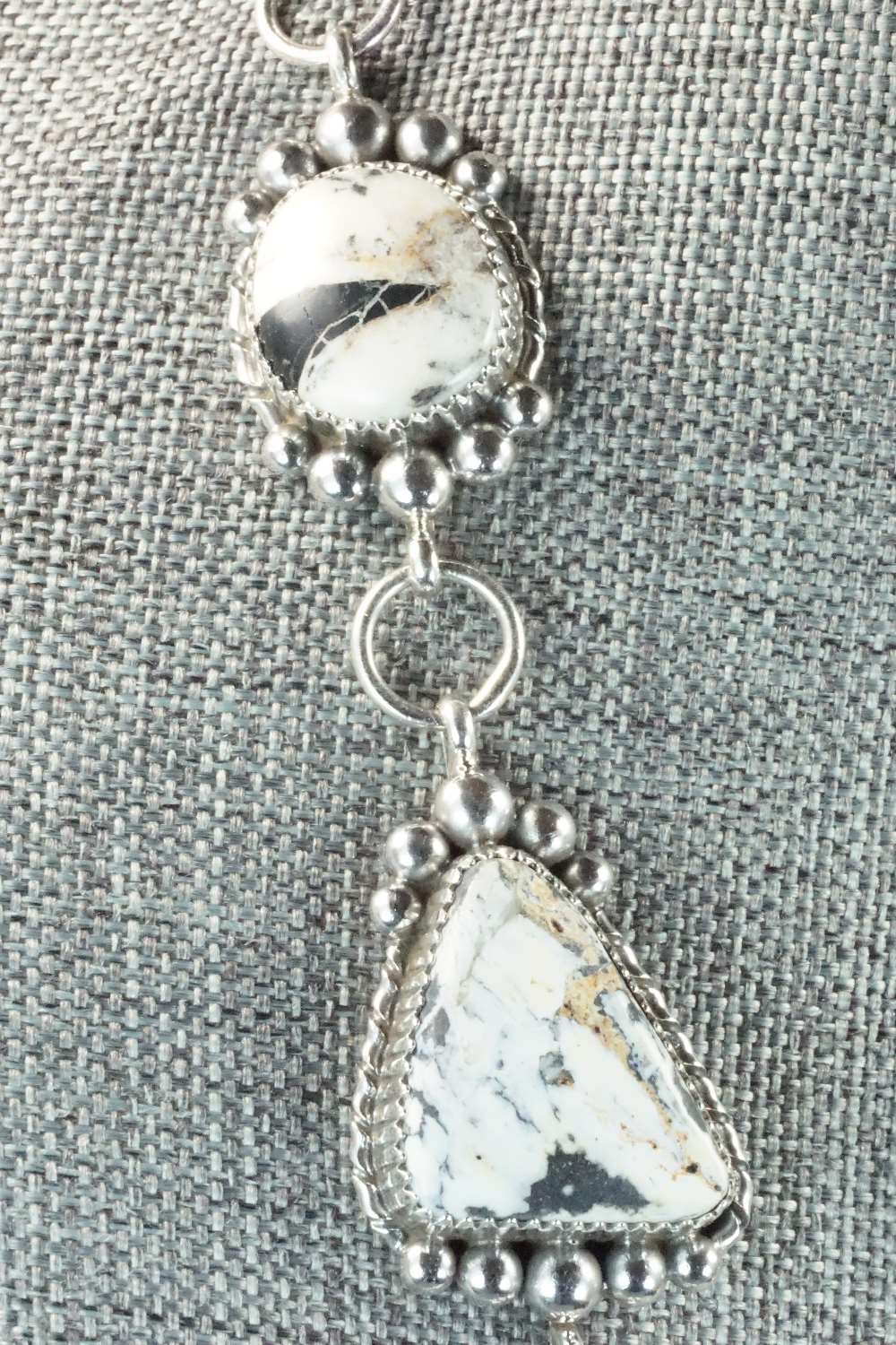 White Buffalo & Sterling Silver Necklace and Earrings - Alvin Joe