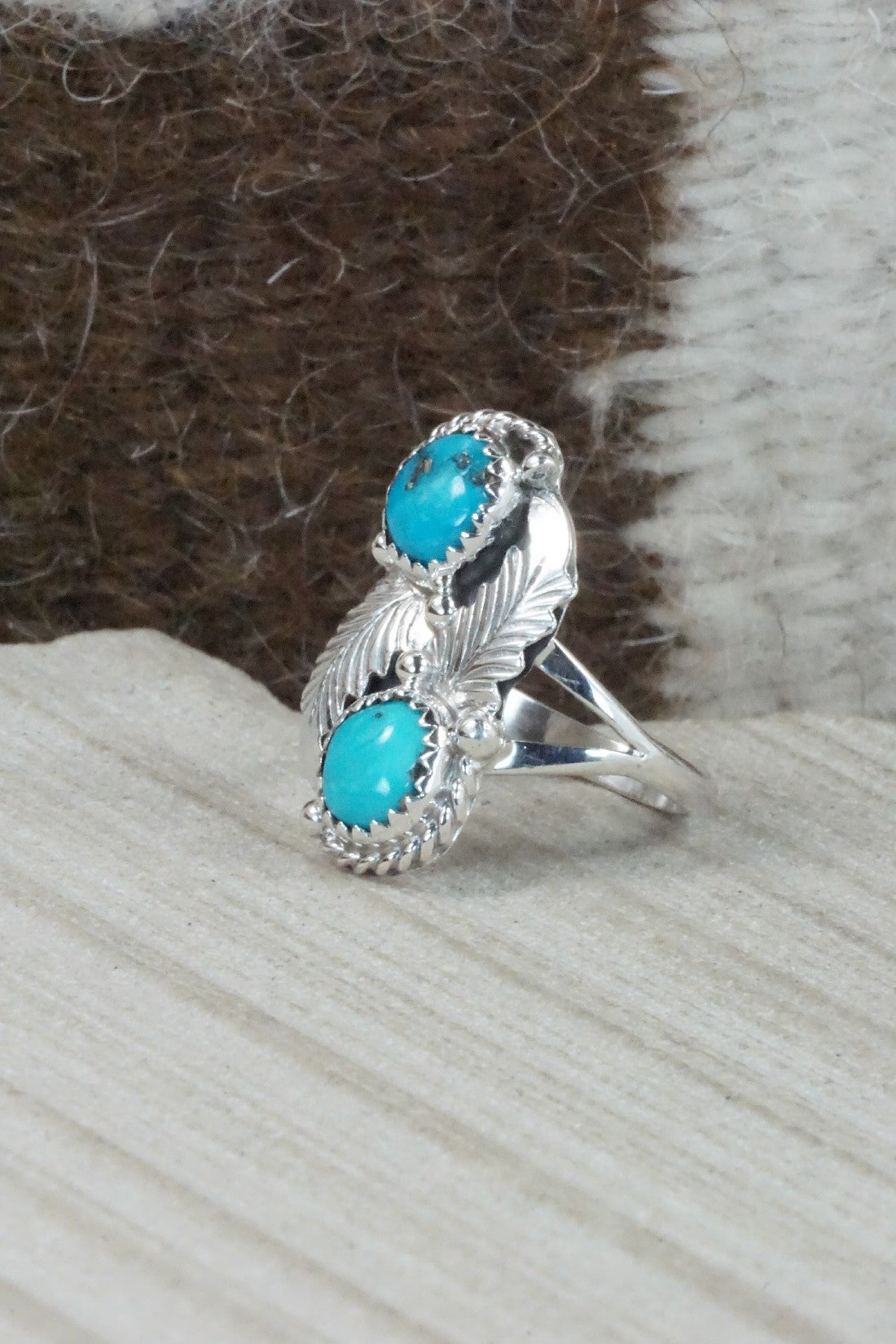 Turquoise & Sterling Silver Ring - William Begay - Size 6.5
