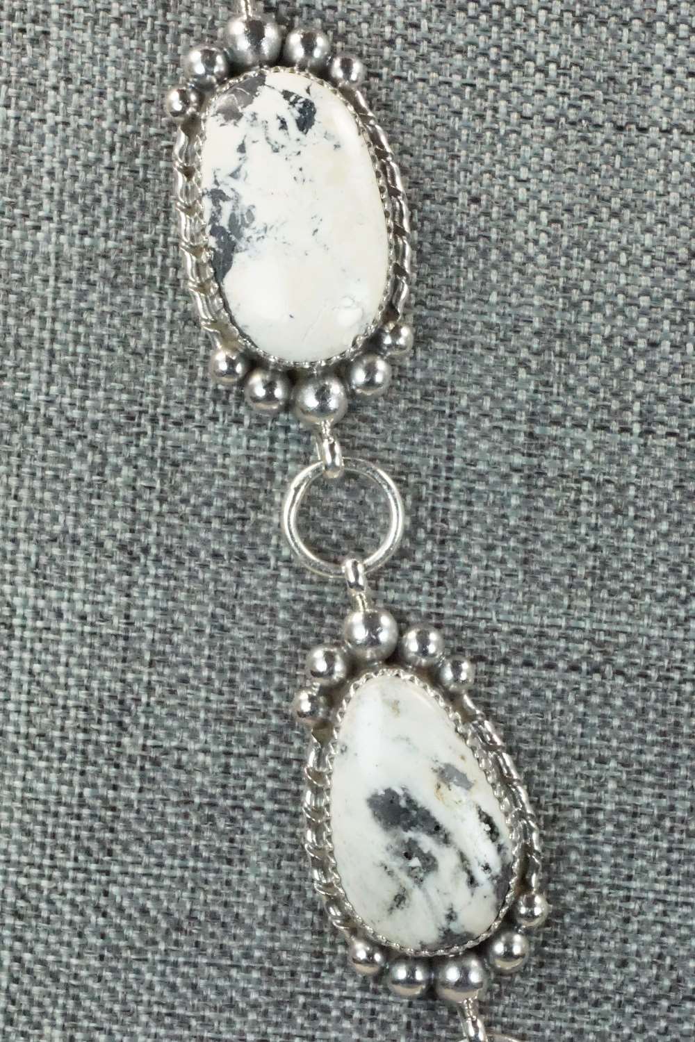 White Buffalo & Sterling Silver Necklace and Earrings - Alvin Joe