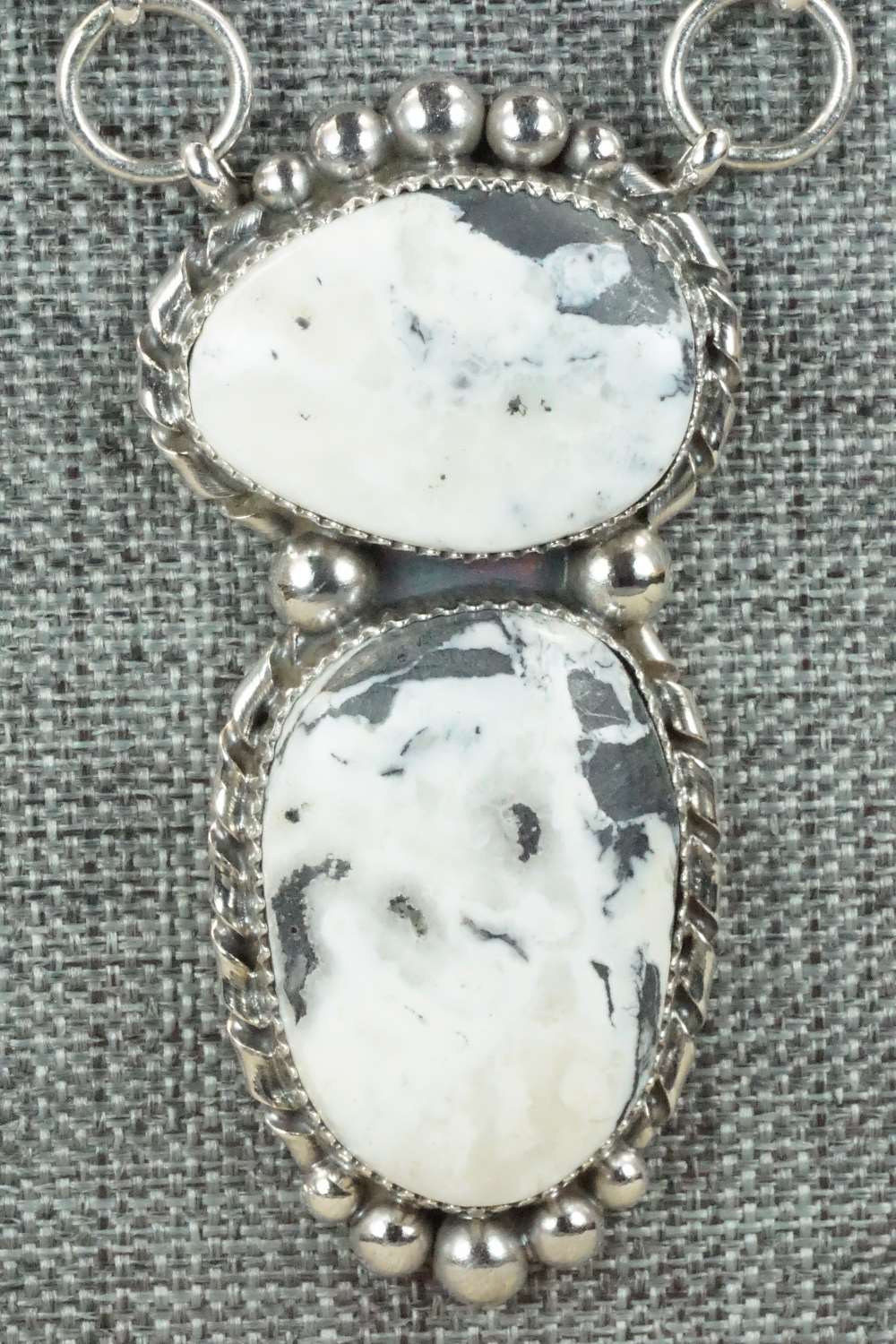 White Buffalo & Sterling Silver Necklace and Earrings - Alvin Joe