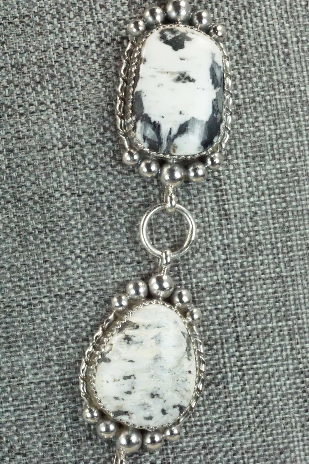 White Buffalo & Sterling Silver Necklace and Earrings - Alvin Joe