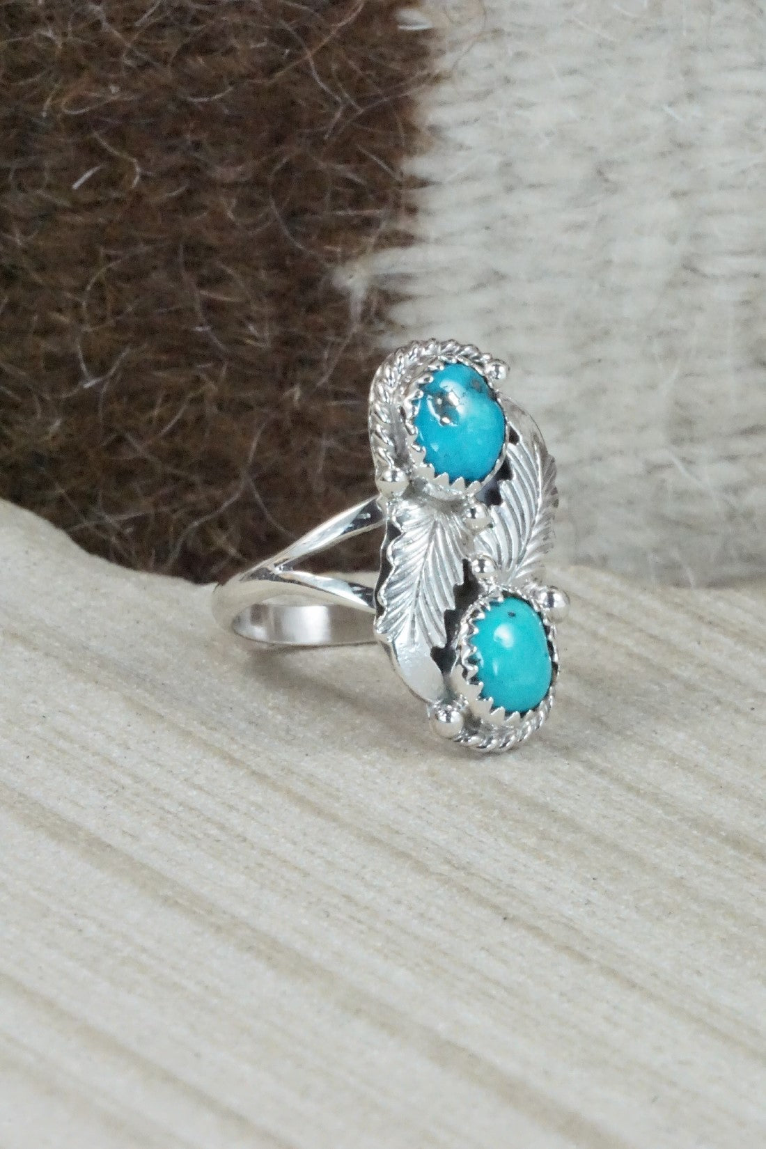 Turquoise & Sterling Silver Ring - William Begay - Size 6.5