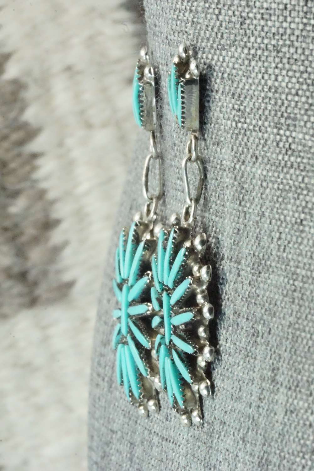 Turquoise & Sterling Silver Earrings - George Peina