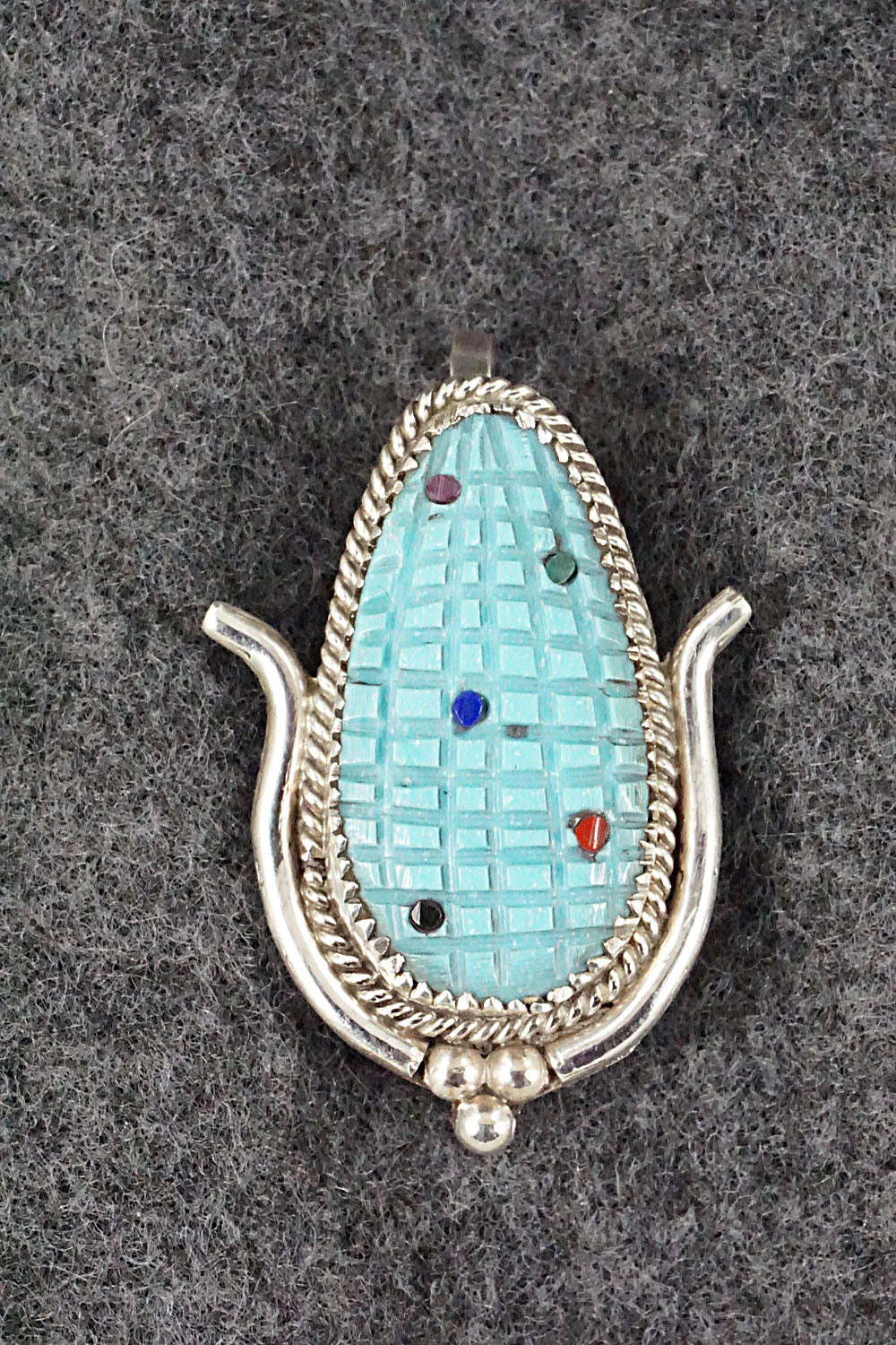 Turquoise & Sterling Silver Pendant/Pin - Tracy Bowekity