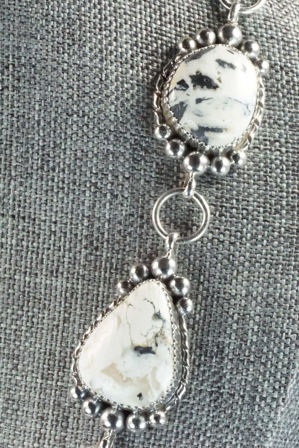 White Buffalo & Sterling Silver Necklace and Earrings - Alvin Joe