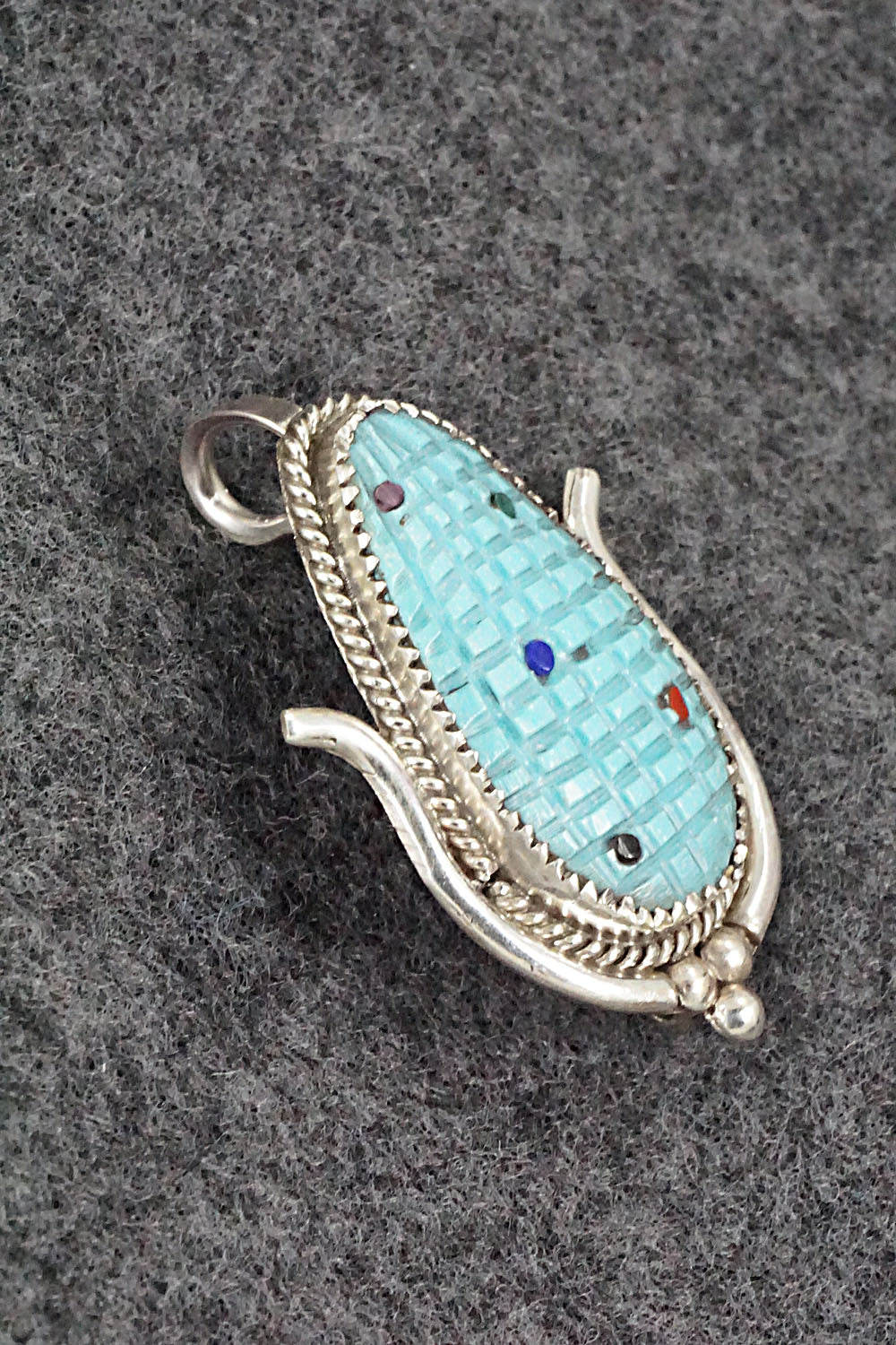 Turquoise & Sterling Silver Pendant/Pin - Tracy Bowekity
