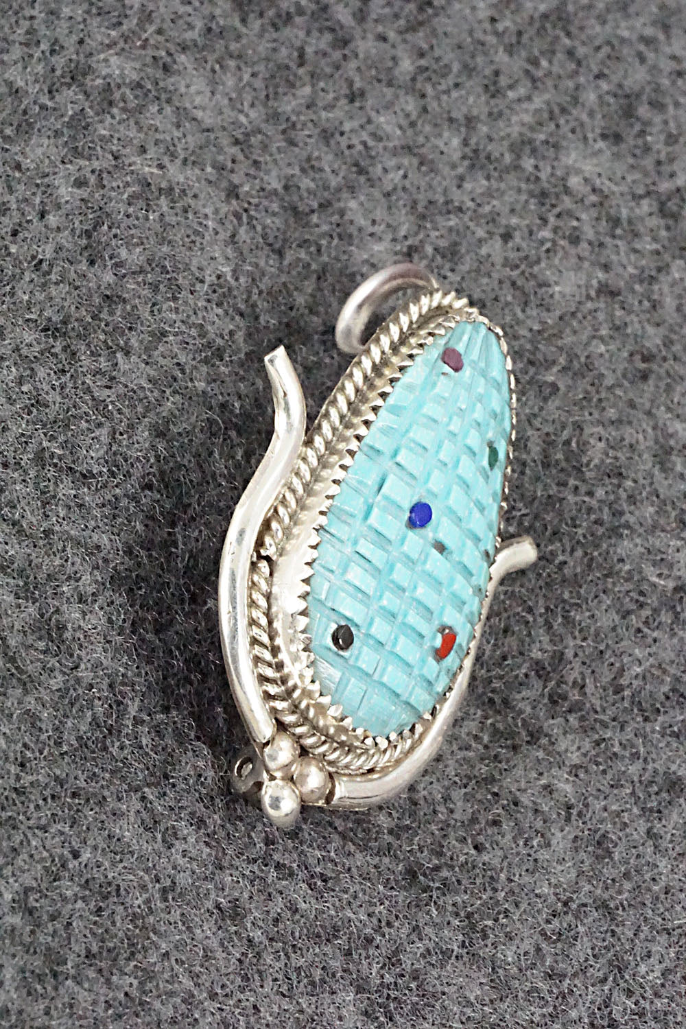Turquoise & Sterling Silver Pendant/Pin - Tracy Bowekity