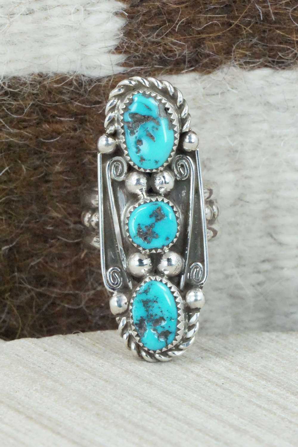 Turquoise & Sterling Silver Ring - Cris Nez - Size 7.75