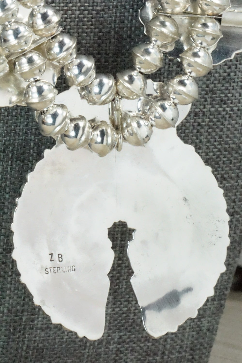 Turquoise & Sterling Silver Squash Blossom Necklace and Earrings - Zeita Begay
