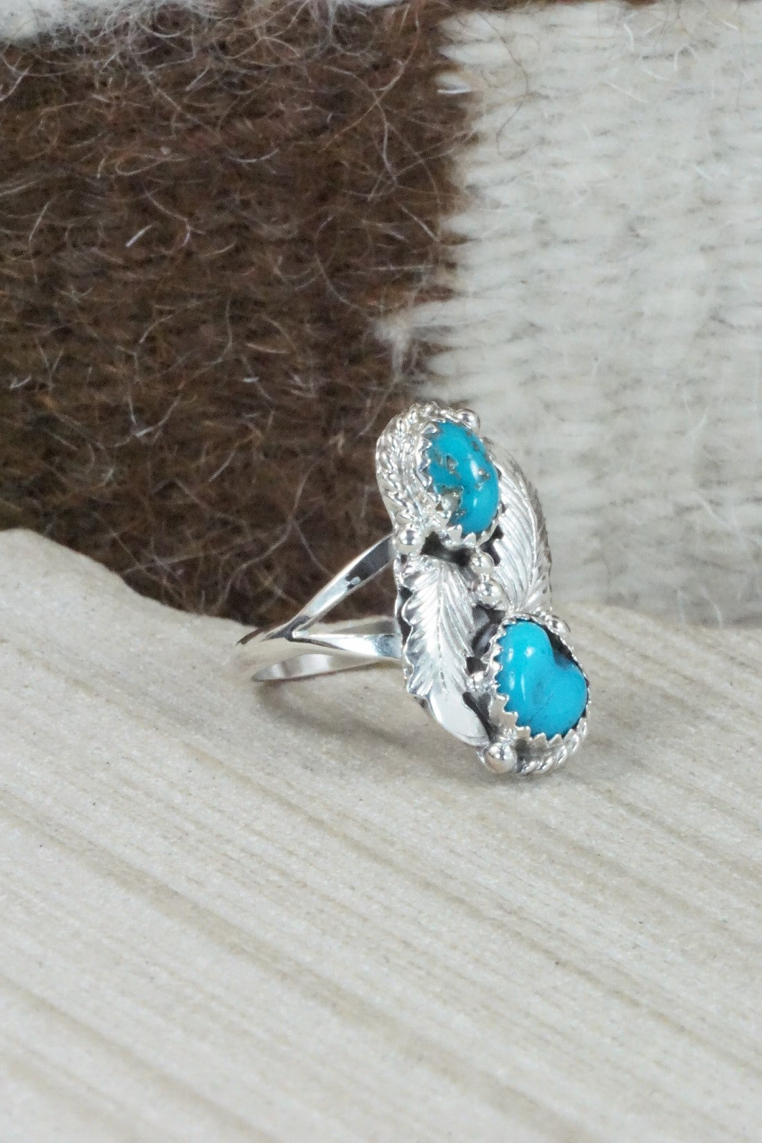 Turquoise & Sterling Silver Ring - William Begay - Size 6.75