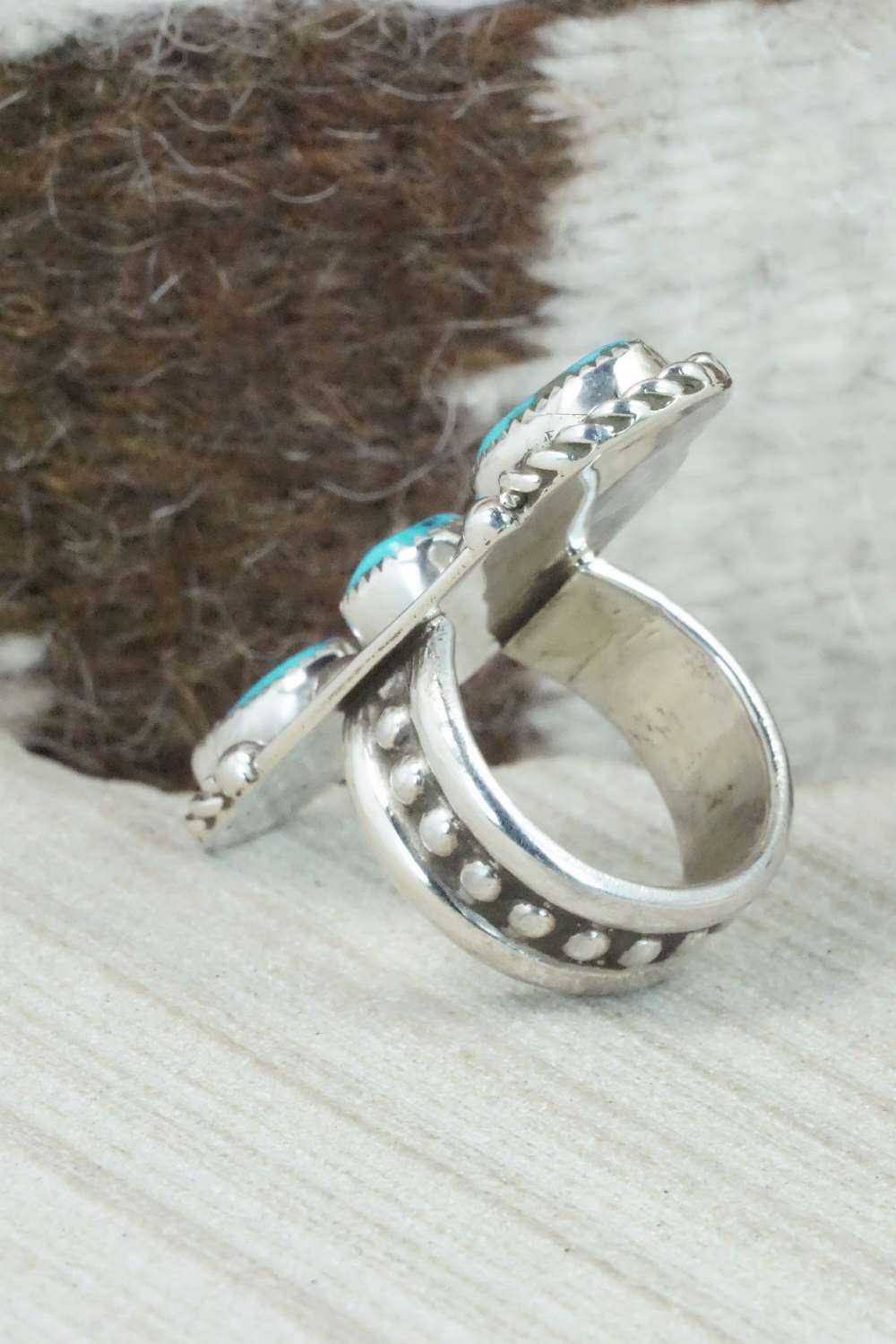 Turquoise & Sterling Silver Ring - Cris Nez - Size 7.75