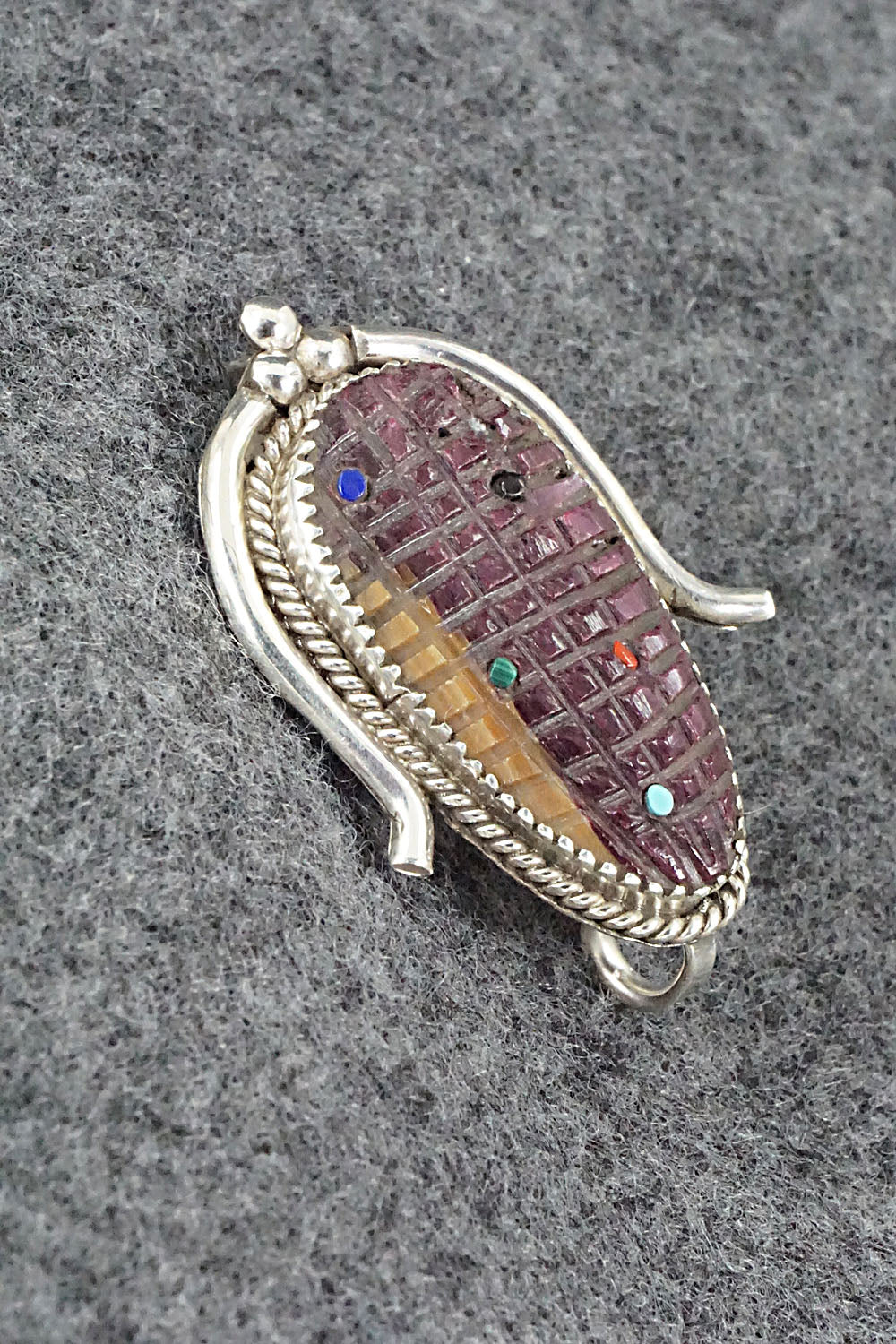 Spiny Oyster & Sterling Silver Pendant/Pin - Tracy Bowekity