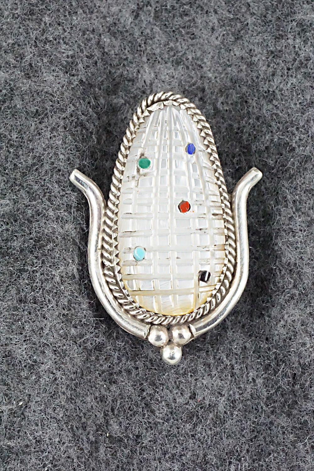 Mother of Pearl & Sterling Silver Pendant/Pin - Tracy Bowekity
