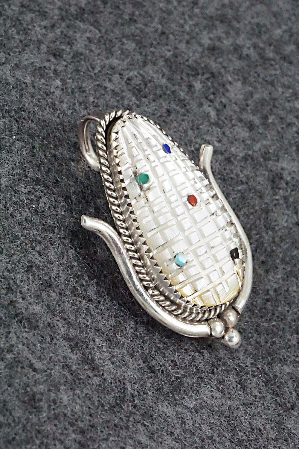 Mother of Pearl & Sterling Silver Pendant/Pin - Tracy Bowekity