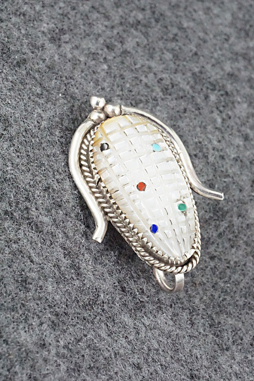Mother of Pearl & Sterling Silver Pendant/Pin - Tracy Bowekity