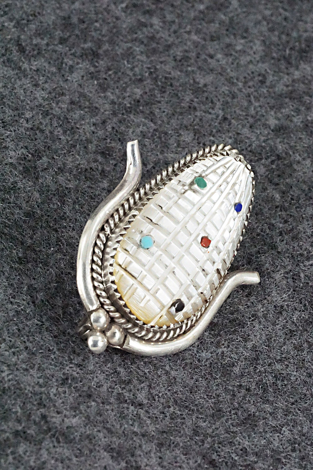 Mother of Pearl & Sterling Silver Pendant/Pin - Tracy Bowekity