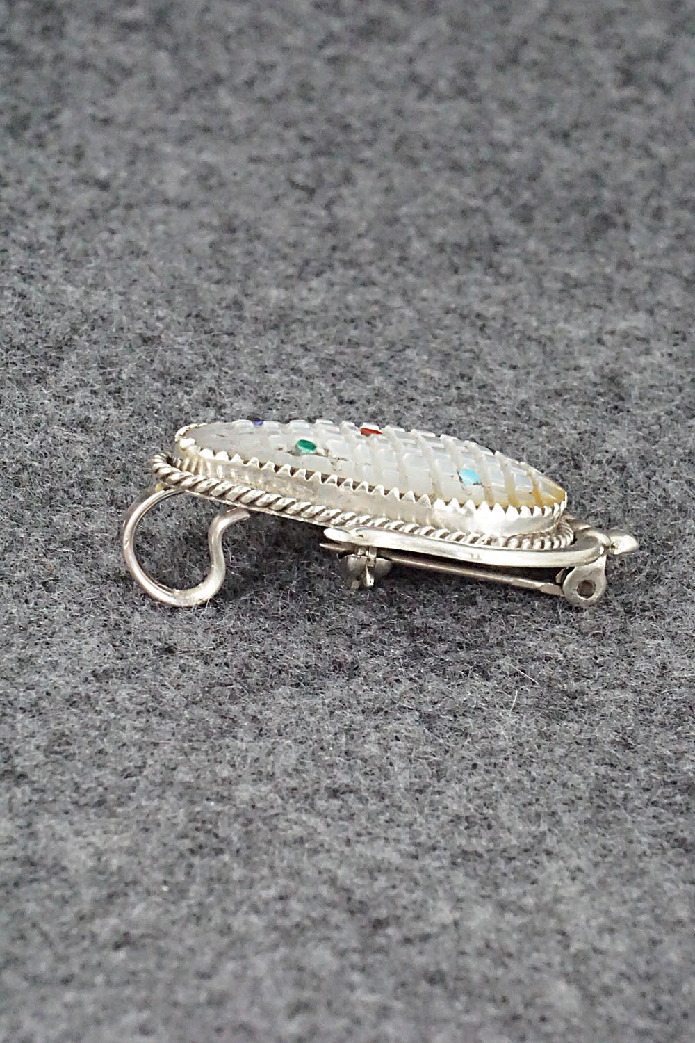 Mother of Pearl & Sterling Silver Pendant/Pin - Tracy Bowekity