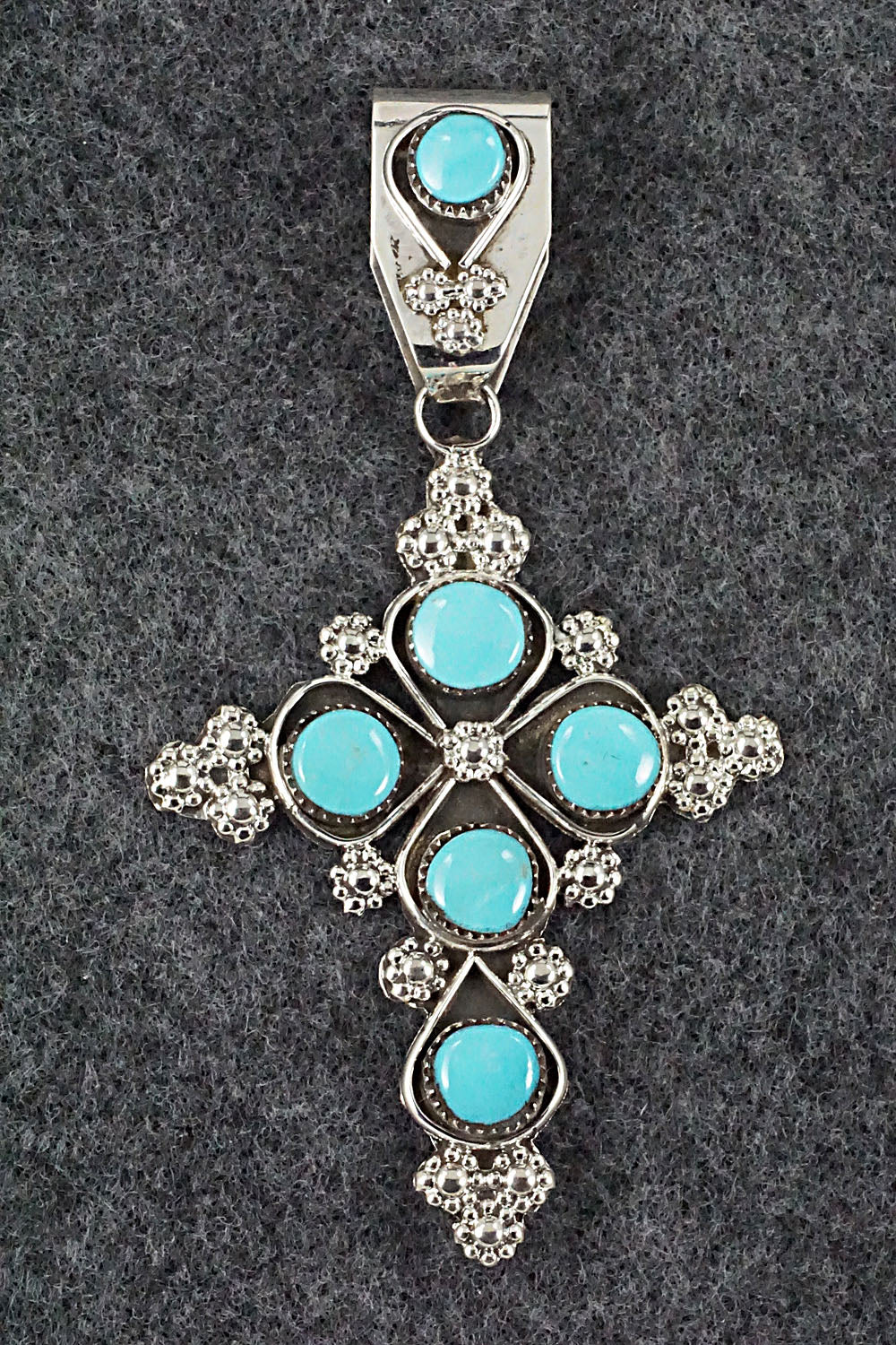 Turquoise and Sterling Silver Pendant - Verdie Booqua
