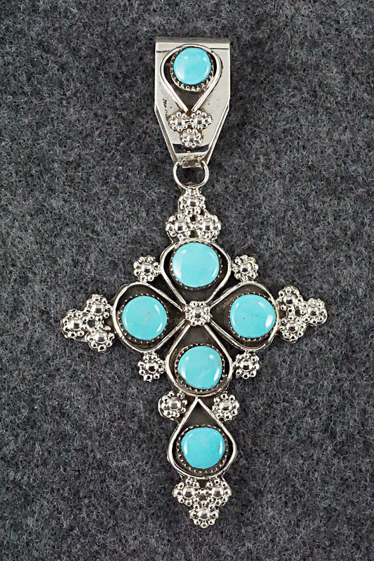 Turquoise and Sterling Silver Pendant - Verdie Booqua