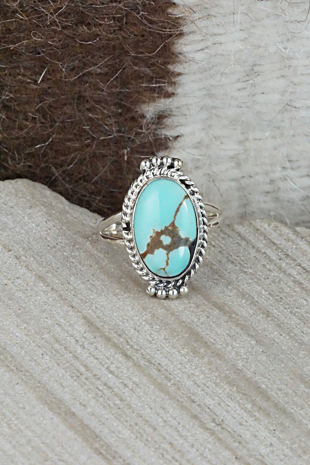 Turquoise and Sterling Silver Ring - Jan Mariano - Size 6.5
