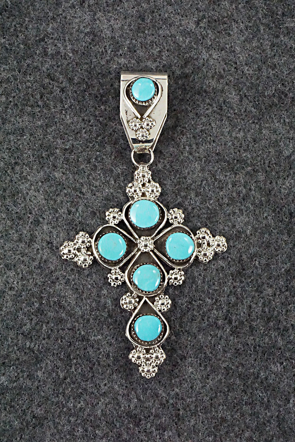 Turquoise and Sterling Silver Pendant - Verdie Booqua
