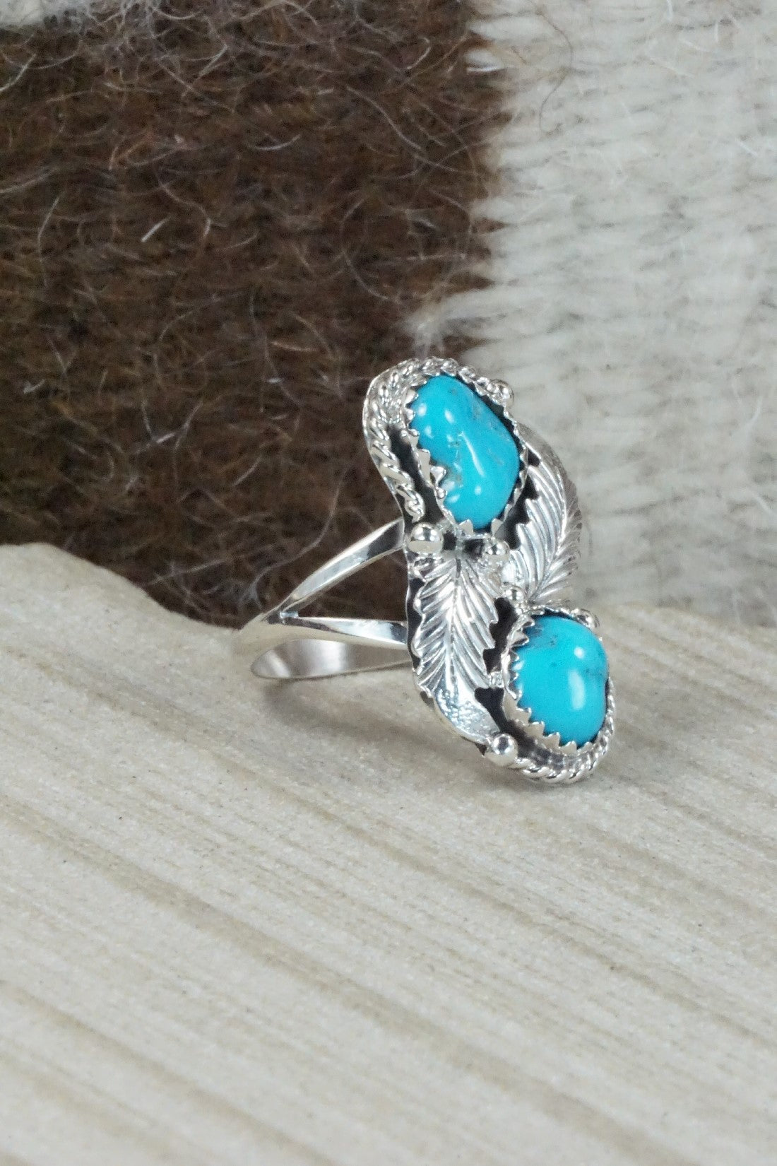 Turquoise & Sterling Silver Ring - William Begay - Size 8