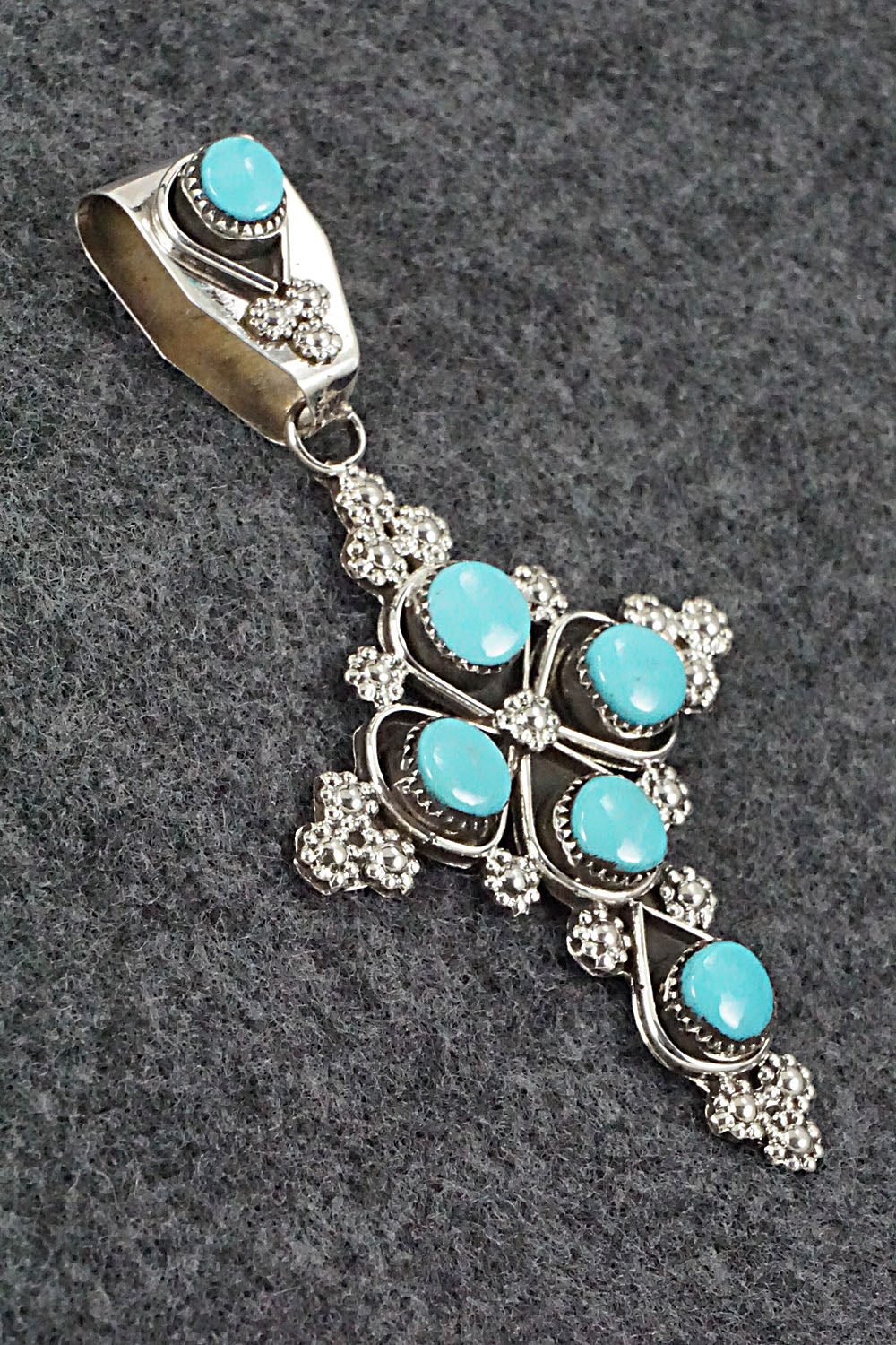 Turquoise and Sterling Silver Pendant - Verdie Booqua