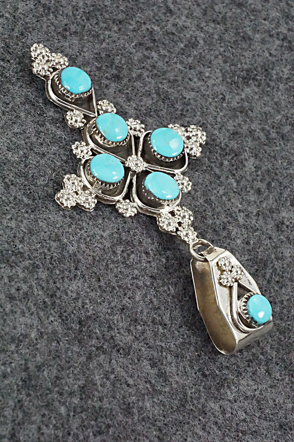 Turquoise and Sterling Silver Pendant - Verdie Booqua