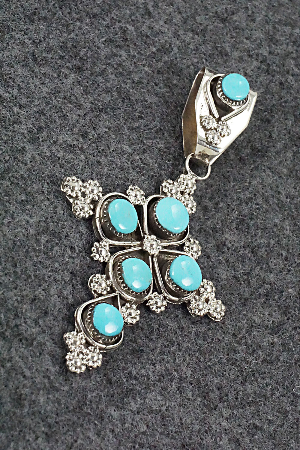 Turquoise and Sterling Silver Pendant - Verdie Booqua