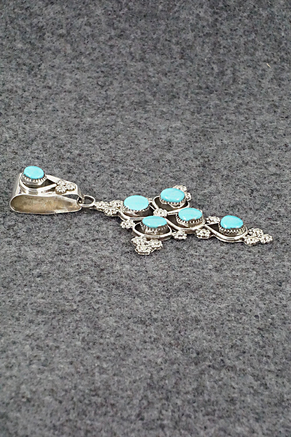 Turquoise and Sterling Silver Pendant - Verdie Booqua
