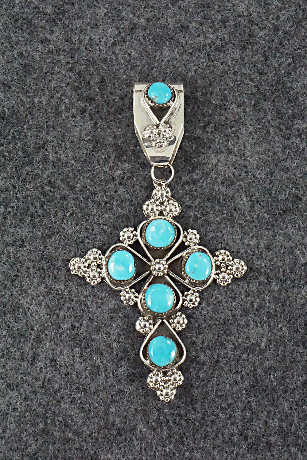 Turquoise and Sterling Silver Pendant - Verdie Booqua