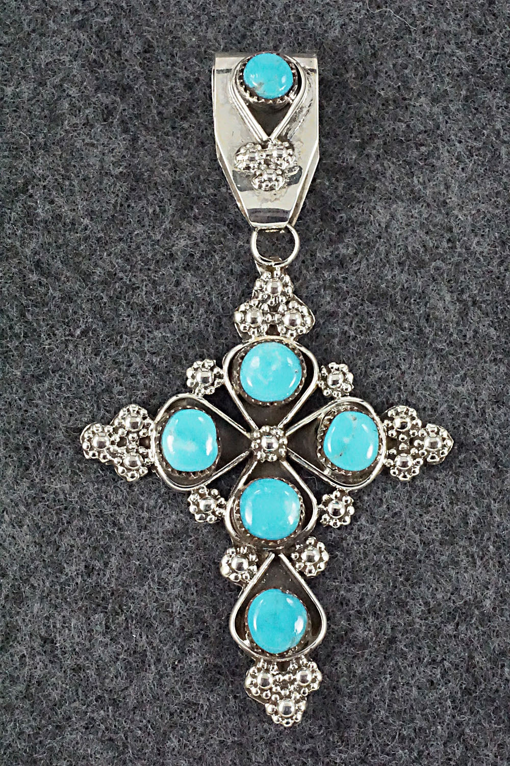 Turquoise and Sterling Silver Pendant - Verdie Booqua