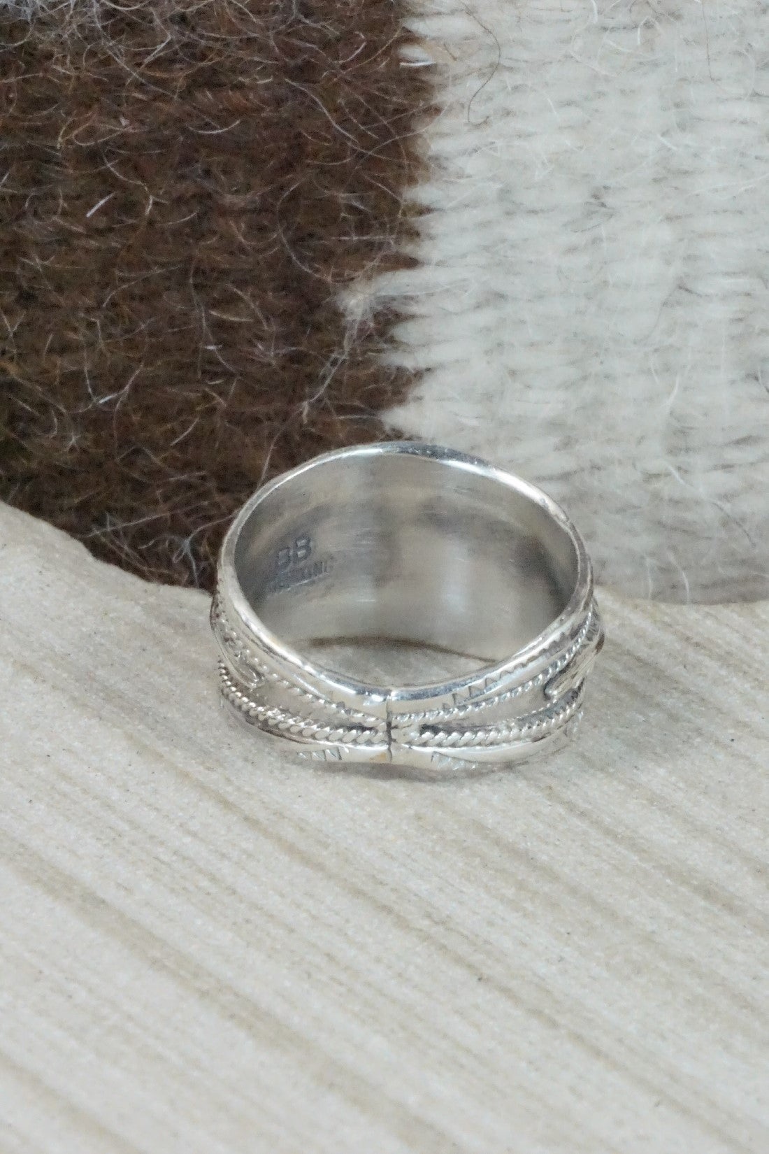 Turquoise, Coral & Sterling Silver Ring - Betty Begay - Size 11