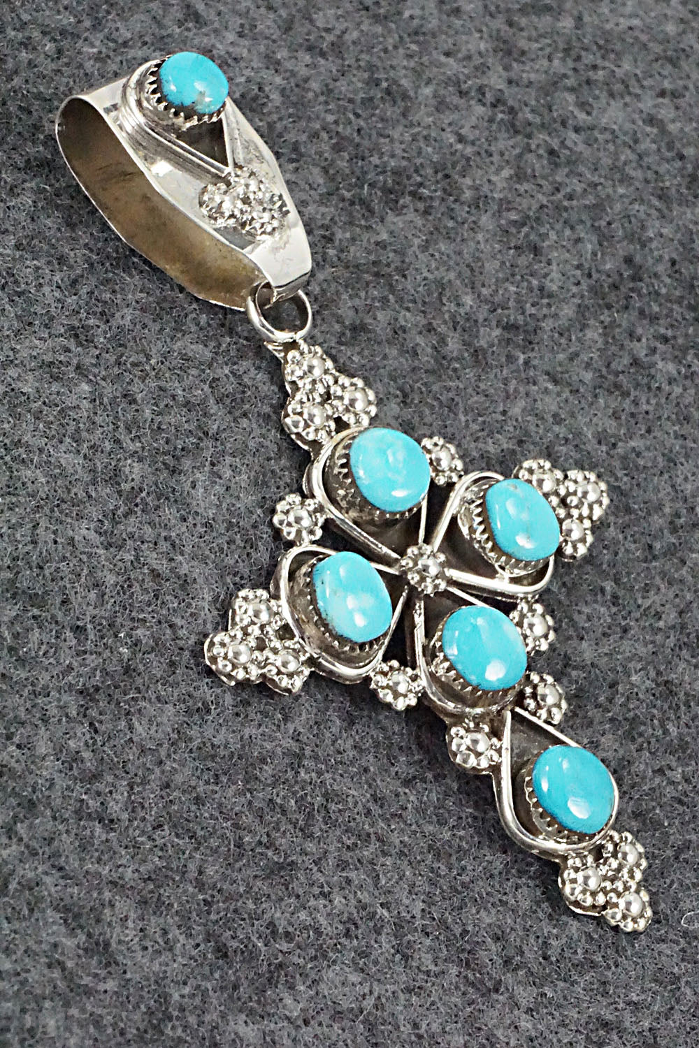 Turquoise and Sterling Silver Pendant - Verdie Booqua