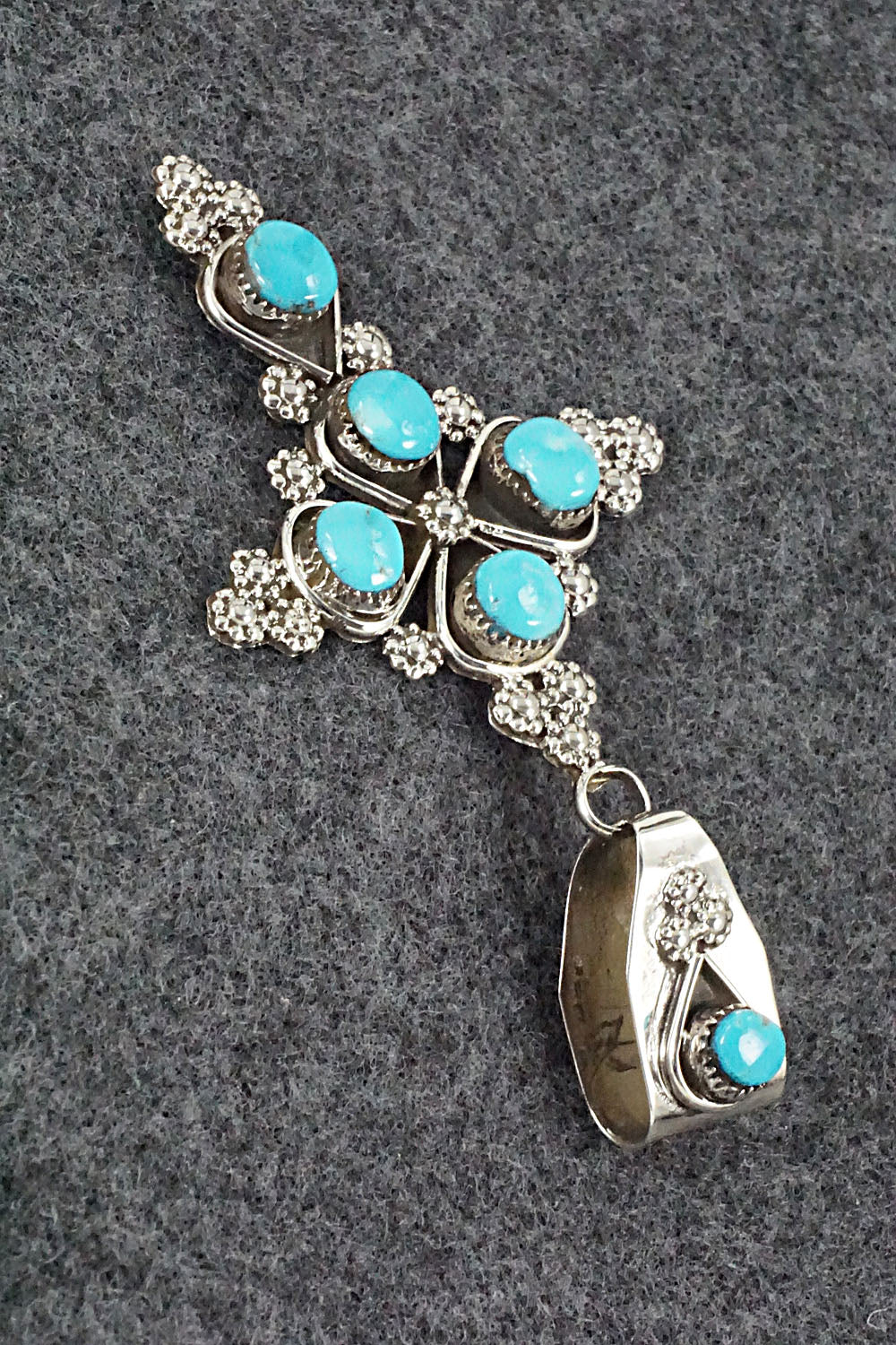 Turquoise and Sterling Silver Pendant - Verdie Booqua
