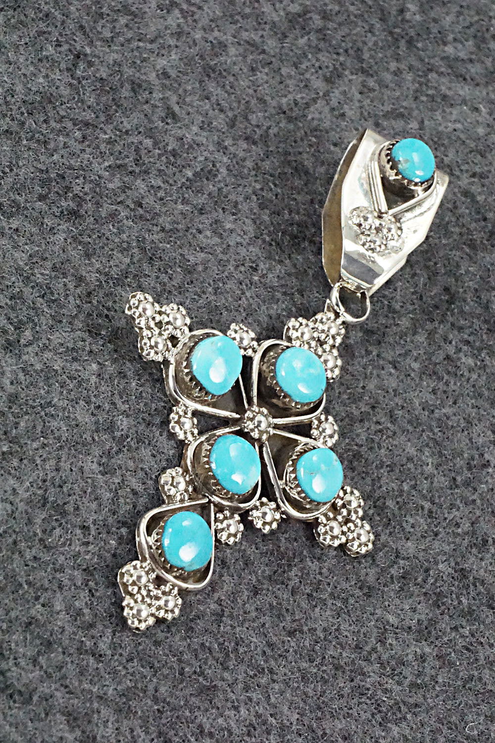 Turquoise and Sterling Silver Pendant - Verdie Booqua