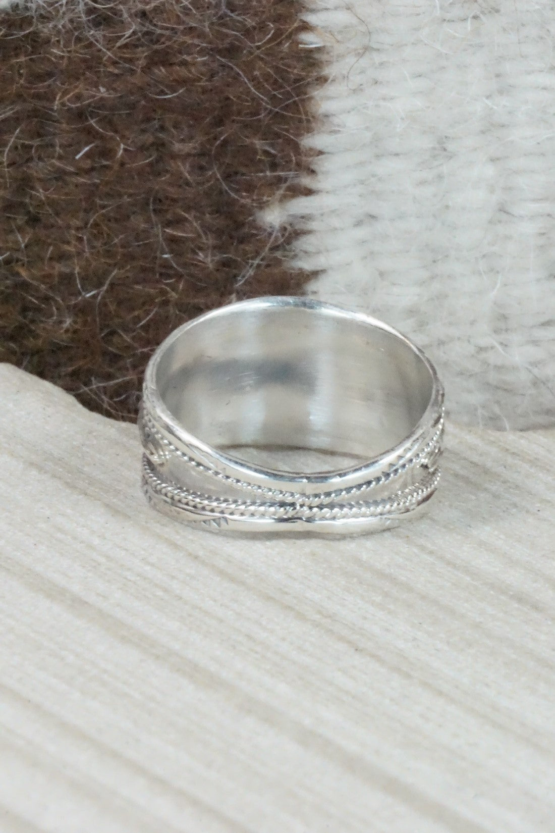 Turquoise, Coral & Sterling Silver Ring - Betty Begay - Size 14.25