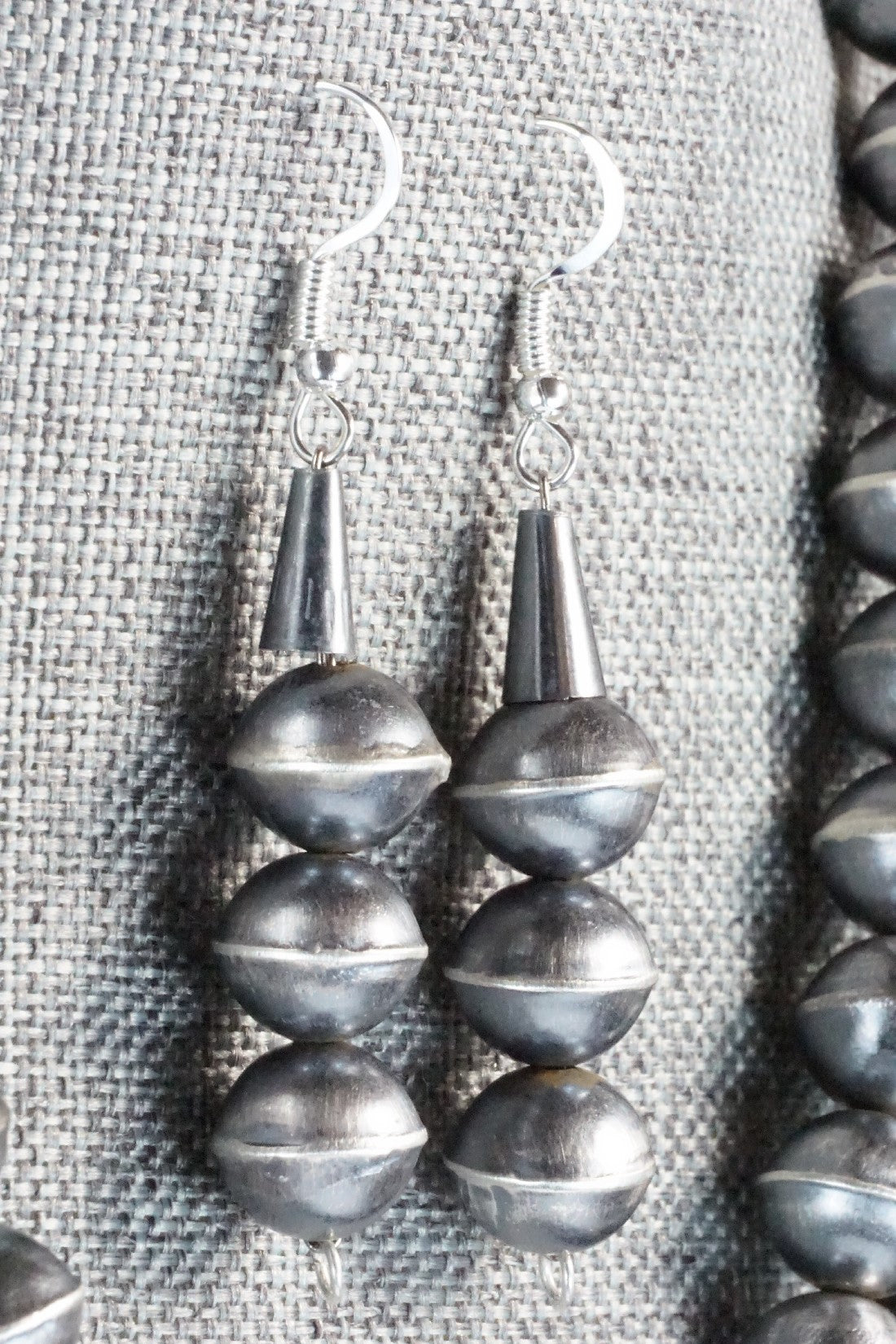 Turquoise & Sterling Silver Squash Blossom Necklace and Earrings - Gilbert Martin
