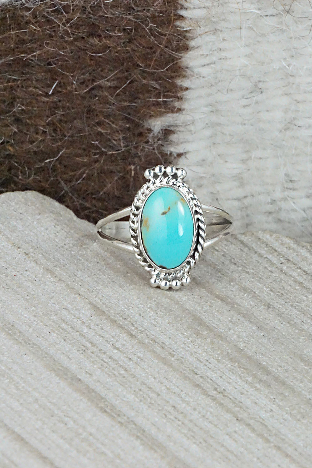 Turquoise and Sterling Silver Ring - Jan Mariano - Size 9.5